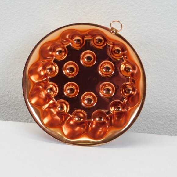 Lot of 2 Fluted Dimpled Copper 4 Cups Round Jell-O Cake Mold Vintage - Picture 2 of 8